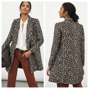 NWT Anthropologie Gianna Longline Leopard Print Blazer Size 0